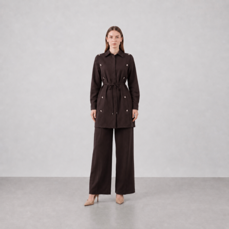 Broş Detaylı Pantolonlu Takım